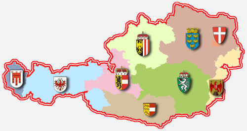 Österreichkarte mit den OGD-Bundesländern